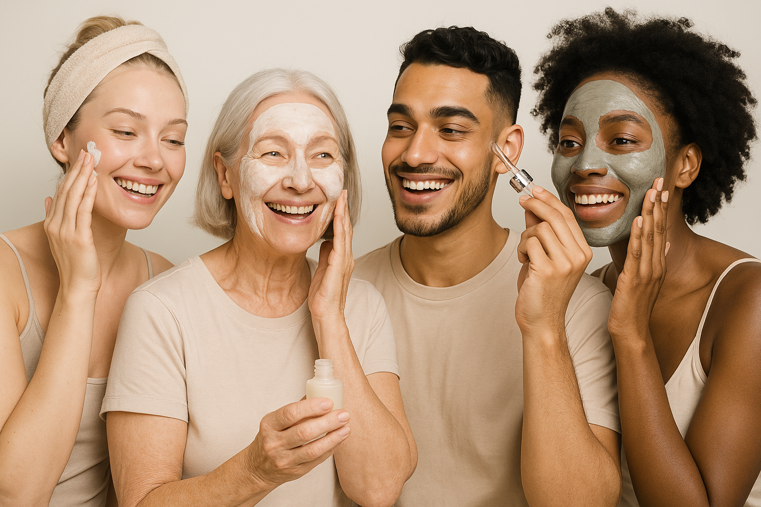 Imagen horizontal mostrando diversidad en skincare